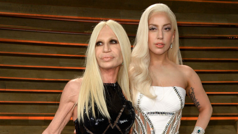 Donatella Versace and Lady Gaga at the Oscars party