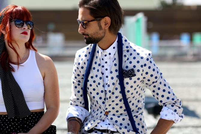 menswear polka dot suit