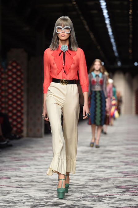 Marga Esquivel walking in Gucci's SS16 show. Photo: Getty Images