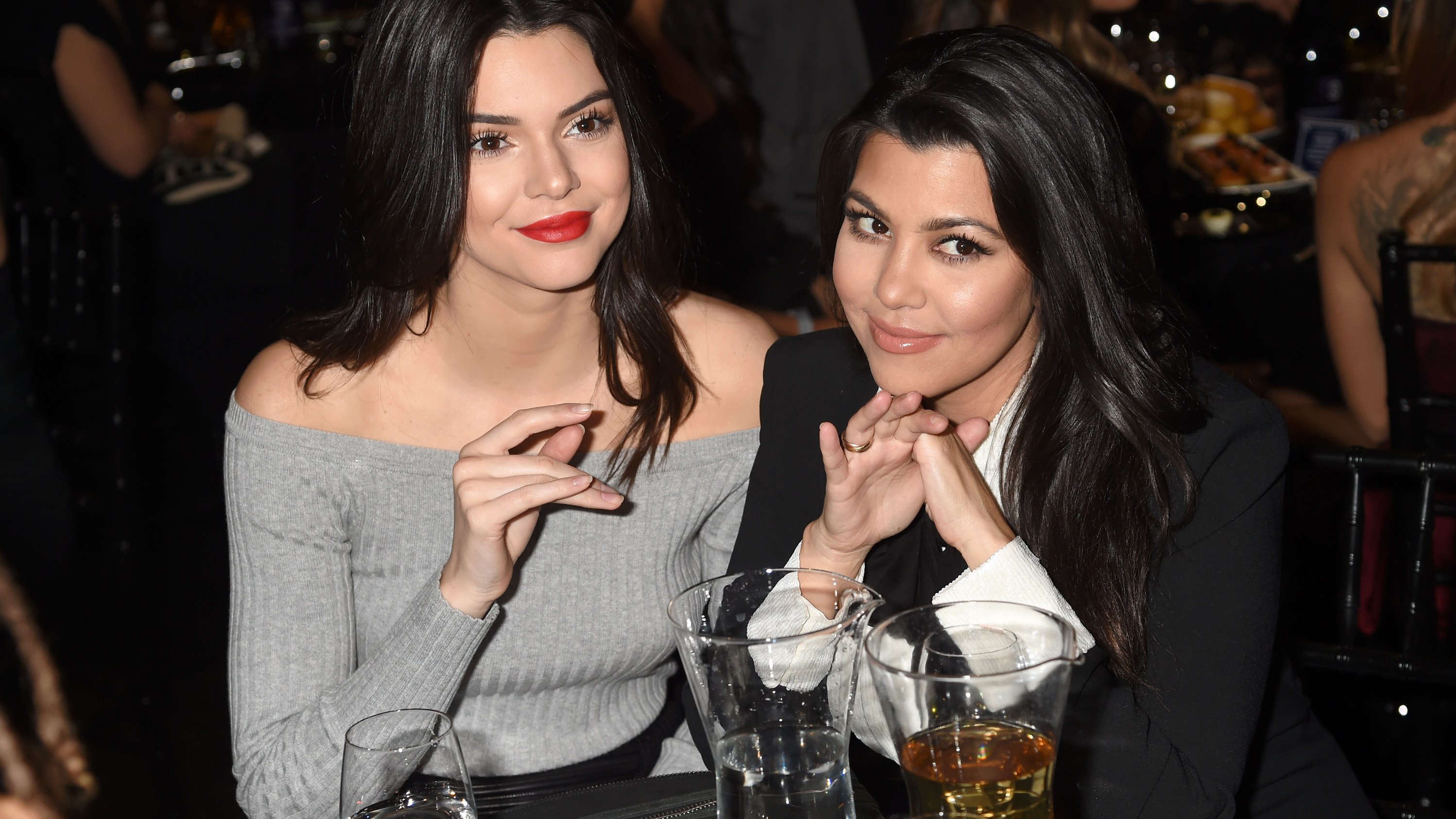Kourtney Kardashian and Kendall Jenner attend Comedy Central Roast of Justin Bieber.