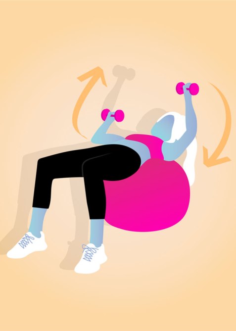 STYLECASTER | Gym Workout for Smaller Waist | Swiss Ball Chest Press