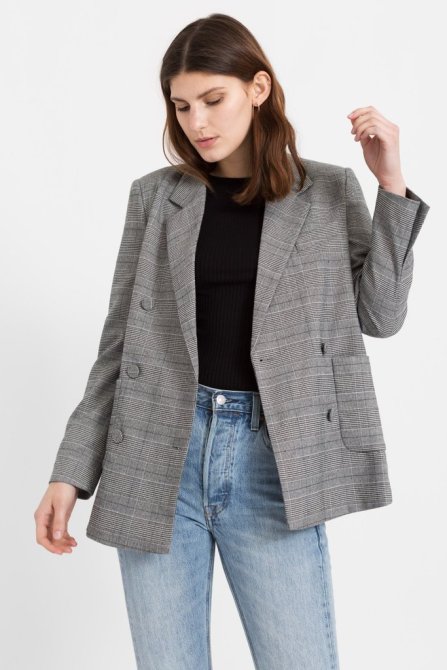 gray plaid blazer