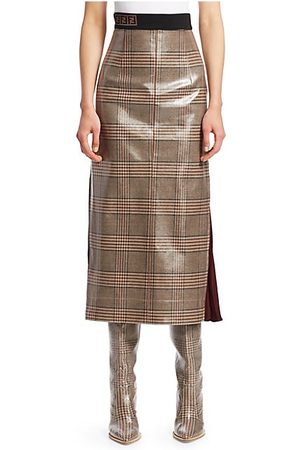 fendi glazed check midi skirt