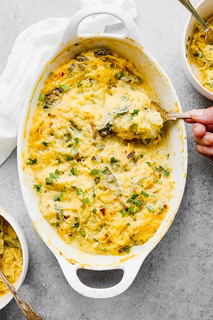 STYLECASTER | 17 Healthy-ish Dinner Recipes for People Who Love Cheese | Baked Spaghetti Squash and Cheese