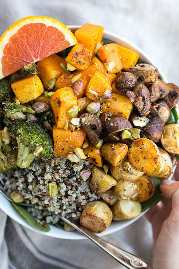 STYLECASTER | Easy Grain Bowls That Are Great for Meal Prep | Roasted Veggie Grain Bowls With Citrus Dressing