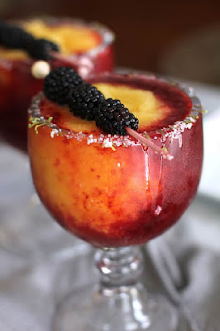 STYLECASTER | 17 Easy Blender Cocktails That Make Any Day Feel Like Vacation | Blackberry Peach Margaritas