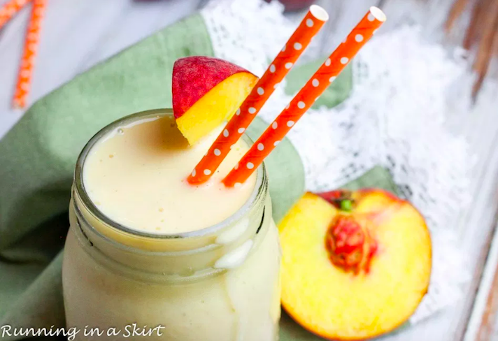 STYLECASTER | 17 High-Protein Smoothies with 5 Ingredients or Less | Peaches 'n' Cream Smoothie