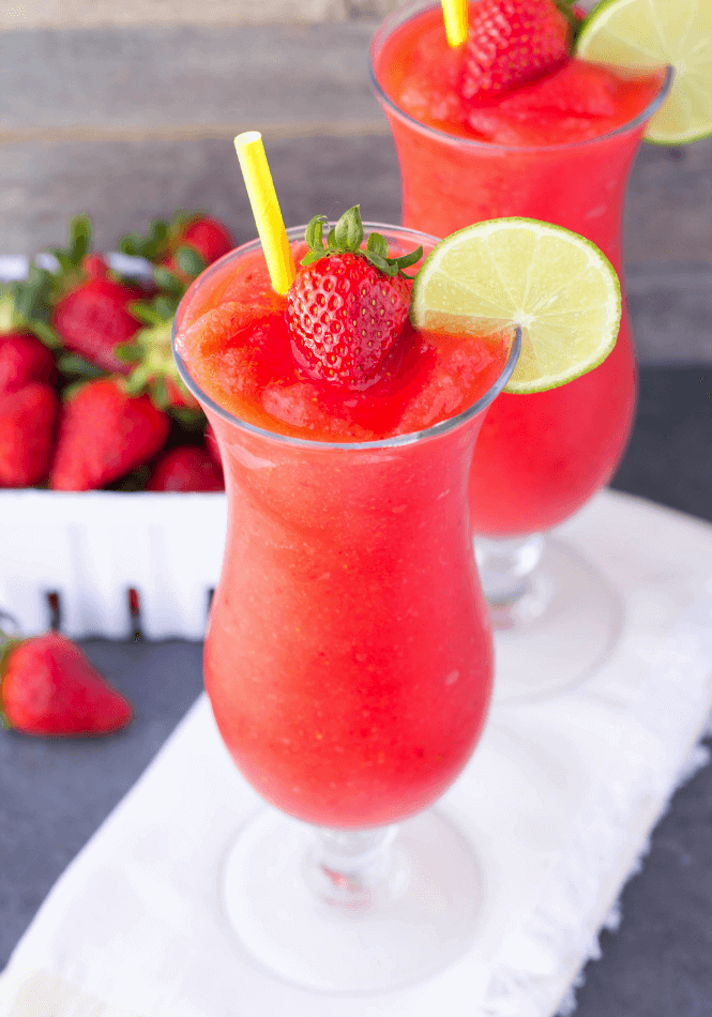 STYLECASTER | 17 Easy Blender Cocktails That Make Any Day Feel Like Vacation | Strawberry Vodka Slush