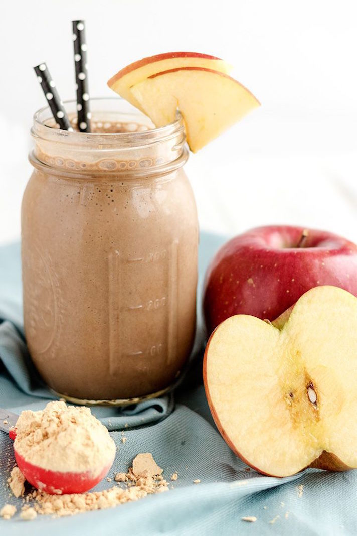 STYLECASTER | 17 High-Protein Chocolate Smoothies That Taste More Like Milkshakes | Chocolate, Peanut Butter, and Apple Smoothie