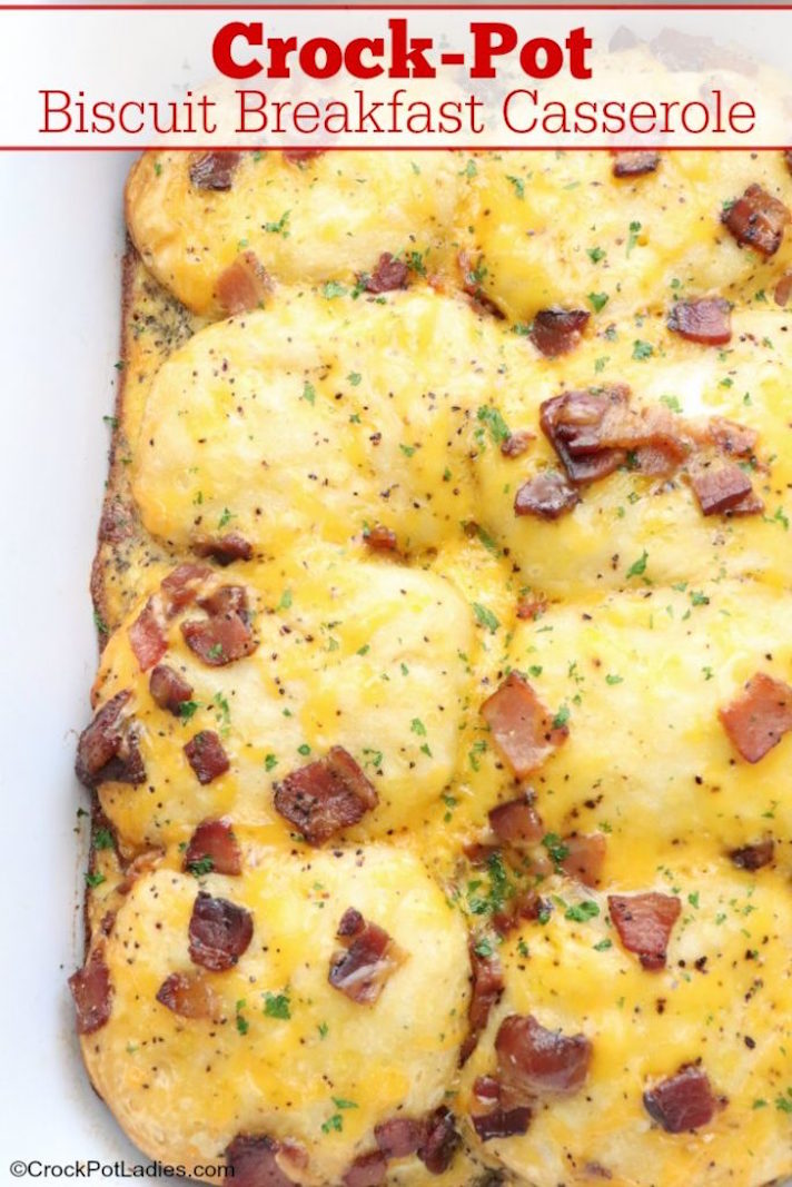 STYLECASTER | 17 Slow-Cooker Brunch Recipes Worth Staying In For | Biscuit Breakfast Casserole