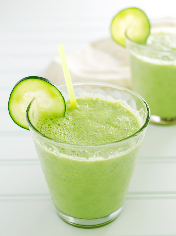 STYLECASTER | 17 Veggie-Packed Smoothie Recipes That Don't Taste Like Grass | Cucumber-Ginger Smoothie