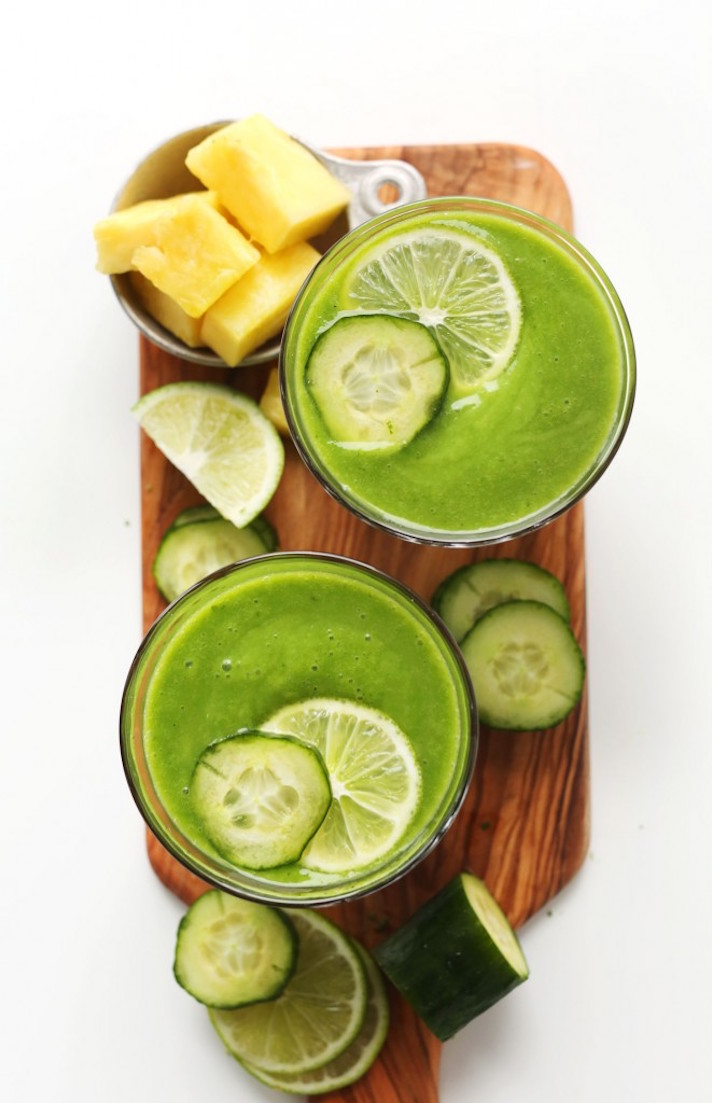 STYLECASTER | 17 Veggie-Packed Smoothie Recipes That Don't Taste Like Grass | Pineapple Cucumber Smoothie