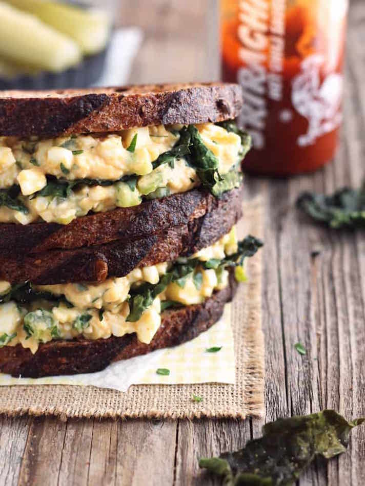 STYLECASTER | 19 High-Protein Veggie Sandwiches That Are Sure To Satisfy | Sriracha Egg Salad Sandwich