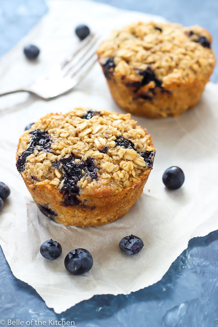 STYLECASTER | 17 Make-Ahead Breakfast Recipes That Make Mornings Much Easier | Blueberry Baked Oatmeal Cups