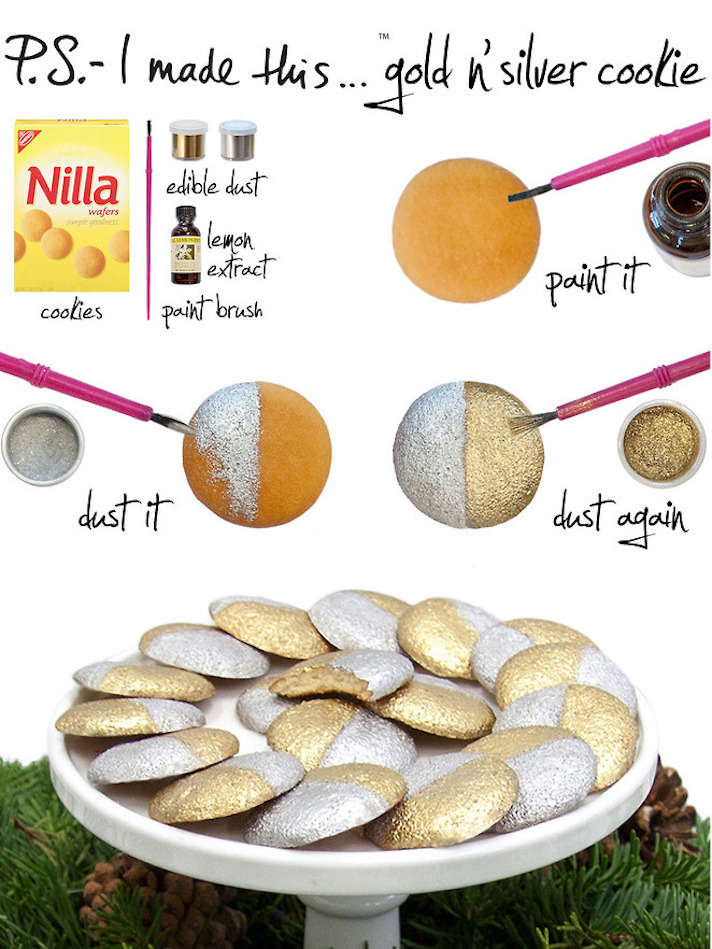 STYLECASTER | Glitter-Filled Recipes for New Year's Eve | Gold 'n' Silver Cookies