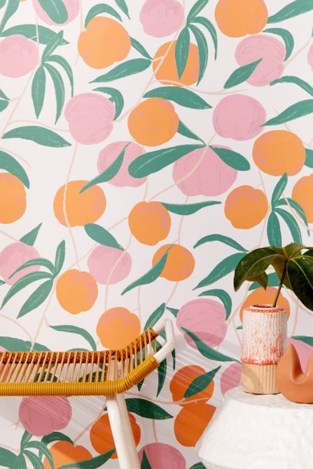 STYLECASTER | Peel and Stick Wallpapers | peaches wallpaper