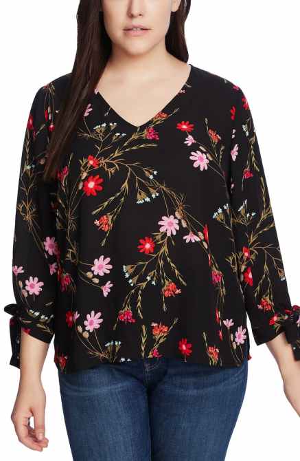 STYLECASTER | Nordstrom Sale Tops 2020 | black blouse with flowers