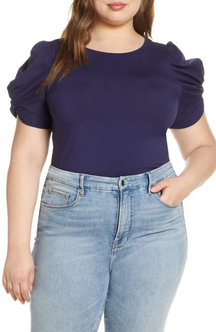 STYLECASTER | Nordstrom Sale Tops 2020 | navy ruffle sleeve top