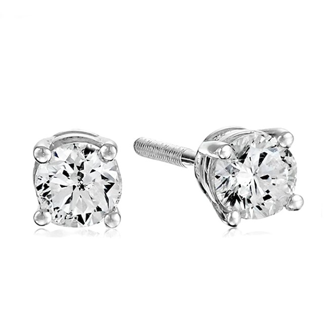 Certified 14k White Gold Diamond Earrings