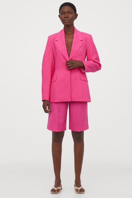 STYLECASTER | Summer 2020 Fashion Trends | h&m pink oversized suit and shorts