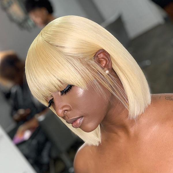 LUVME Virgin Hair 613 Bob Wig WIth Bangs
