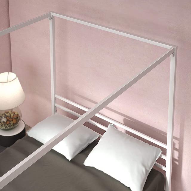 Zinus Patricia White Metal Framed Canopy Bed