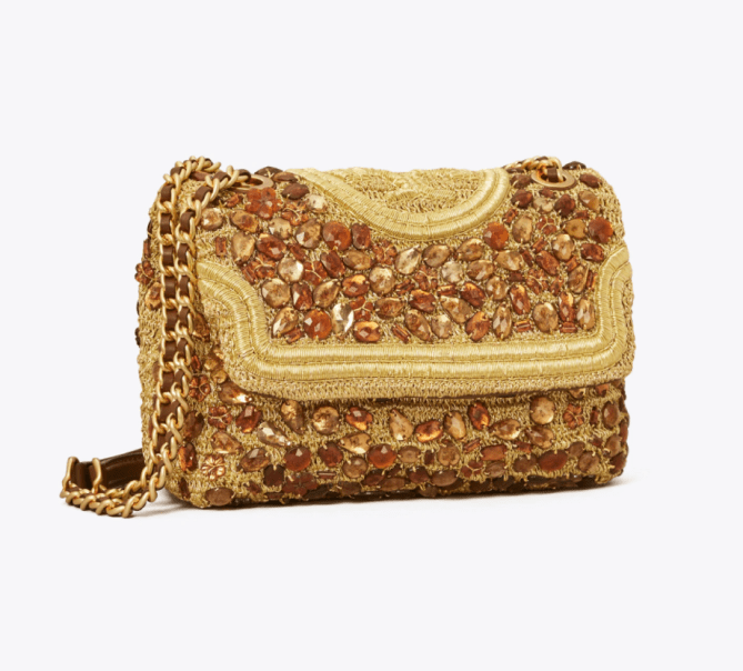 Fleming Soft Crochet Jeweled Shoulder Bag