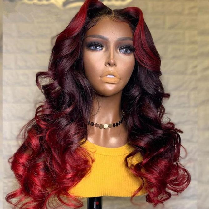 crown braids ombre red wig