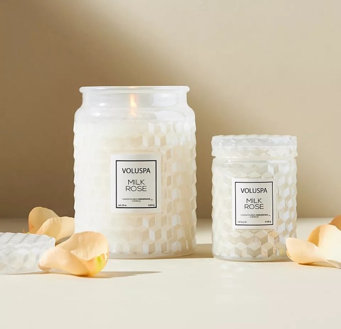 Voluspa Roses Petite Embossed Jar Candle Anthropologie