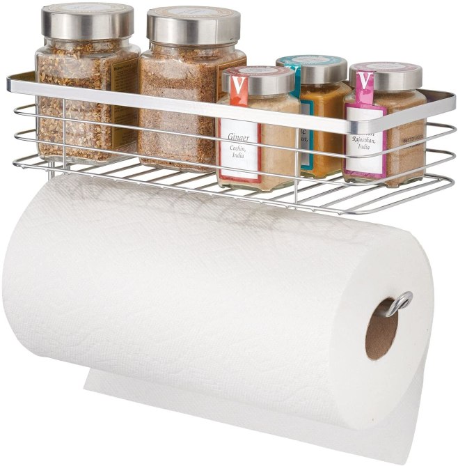 mDesign Paper Towel Holder with Spice Rack