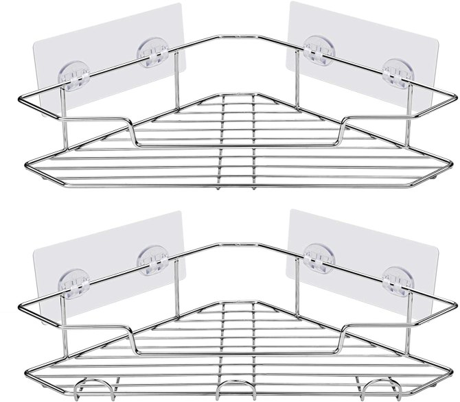 AmazerBath Adhesive Bathroom Corner Shower Shelf 