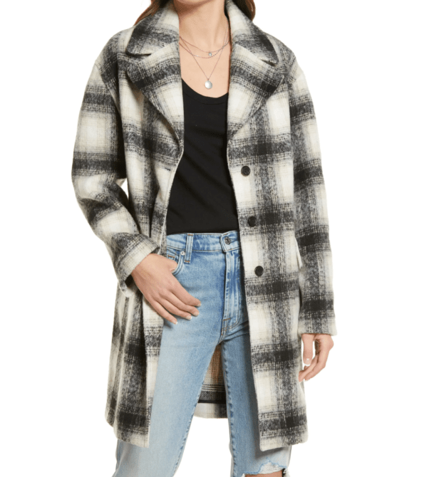 Treasure & Bond Drop Shoulder Plaid Coat