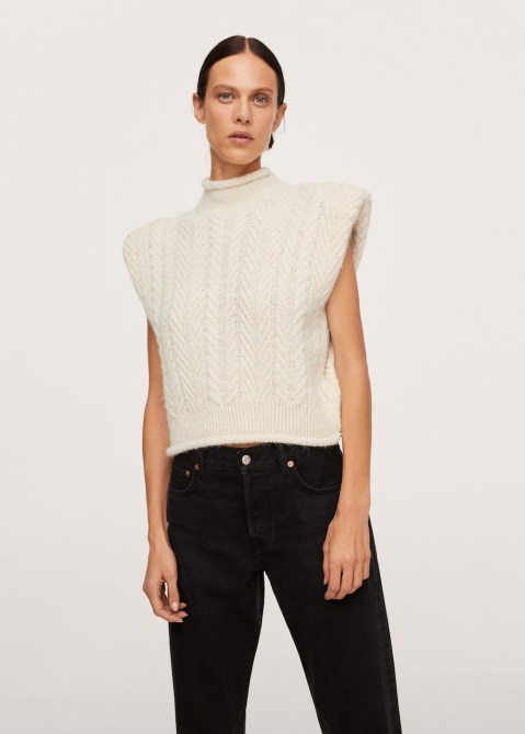 Mango Herringbone Sweater Vest