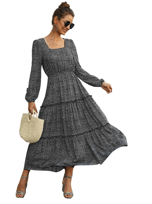 SweatyRocks Square Neck Maxi Dress