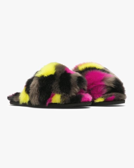 Sorel Go Mail Run Multicolored Faux Fur Slipper