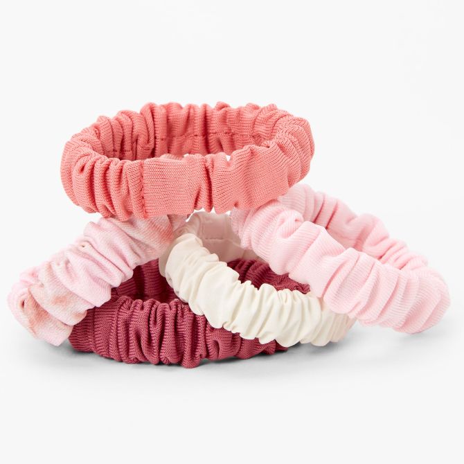 Pink Ribbed Knit Hair Scrunchies