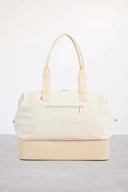 Béis The Convertible Weekender in off-white and beige colorway