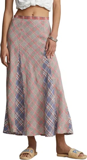 Polo Ralph Lauren Plaid Linen Maxi Skirt Nordstrom
