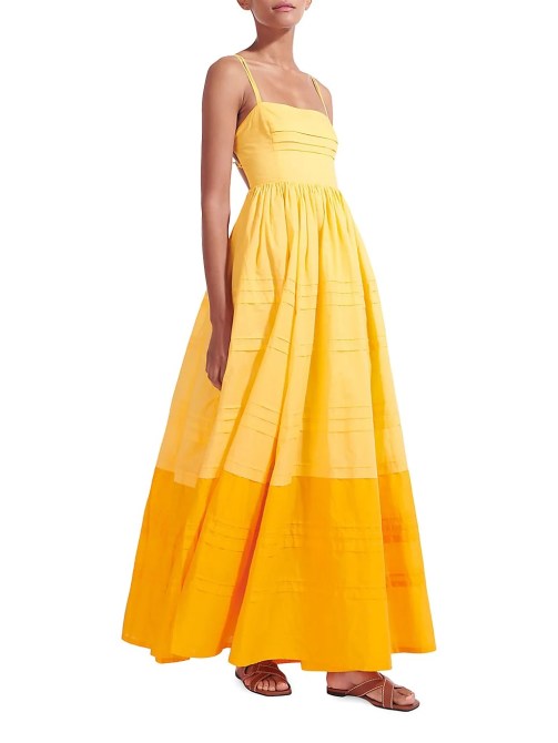 STAUD Brigitte Colorblocked Open-Back Maxi Dress Saks Fifth Avenue