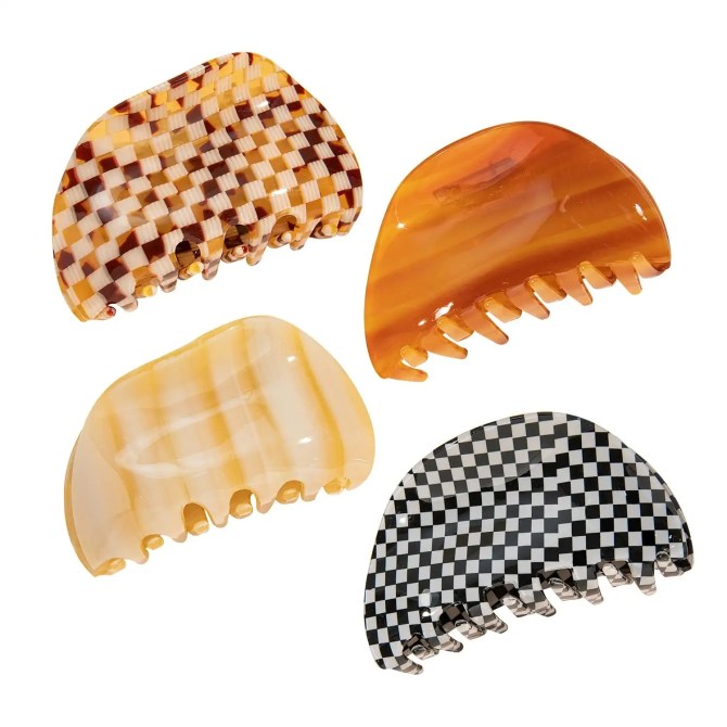 TODEROY Checker & Tortoise Claw Clips (4-Pack) Amazon