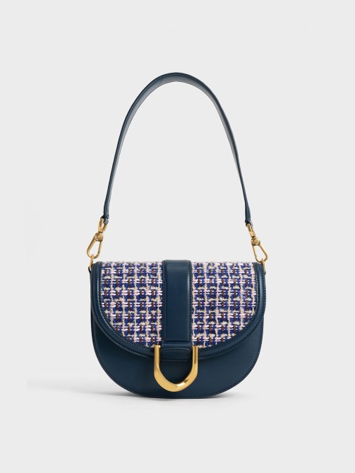 Gabine Tweed Saddle Bag Charles & Keith