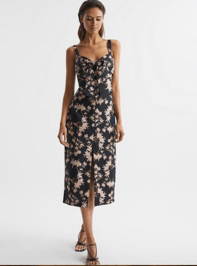 Aleen Floral Print Linen Dress