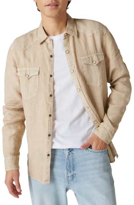 Lucky Brand Linen Button-Up Western Shirt