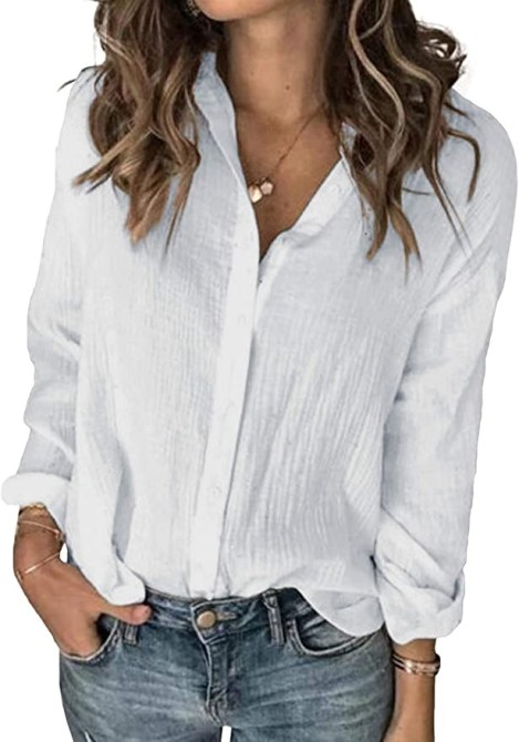 Karlywindow Long Sleeve Button Down Linen Shirt Amazon