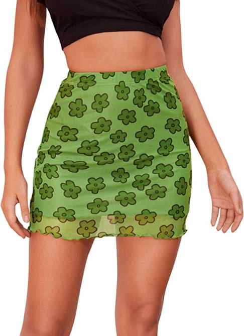 sheer floral mesh skirt