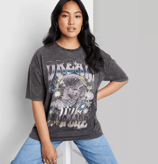 Elbow Sleeve Oversized Graphic T-Shirt - Wild Fable™