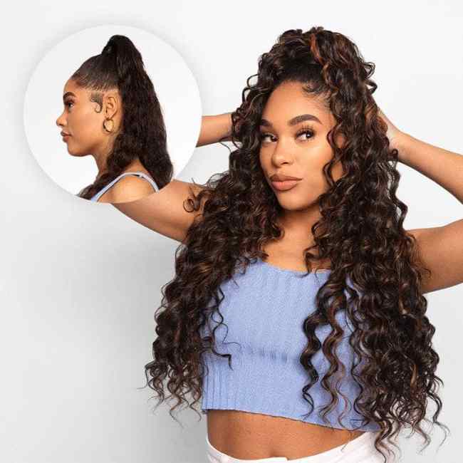 22" Half Up Half Down With Deep Waves