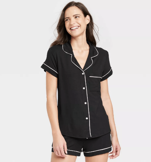 Beautifully Soft Short Sleeve Notch Collar Top and Shorts Pajama Set