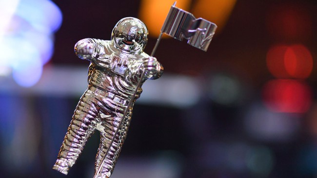 The VMA trophy known as "Moon Person" is seen during the 2018 VMAs press junket at radio City Music Hall in New York on August 17, 2018. - The 2018 VMAs will be held on August 20, 2018. (Photo by Angela Weiss / AFP) (Photo credit should read ANGELA WEISS/AFP via Getty Images)