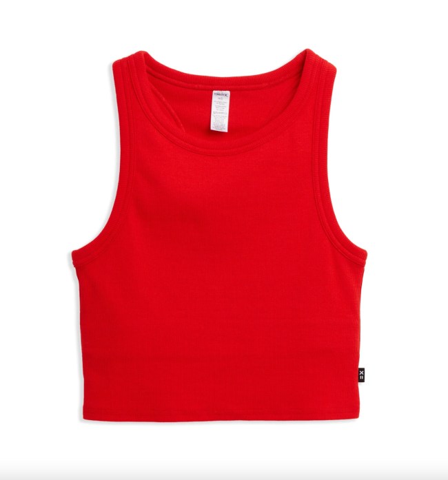 Organic Cotton Rib Shelf Bra Tank - Fiery Red
